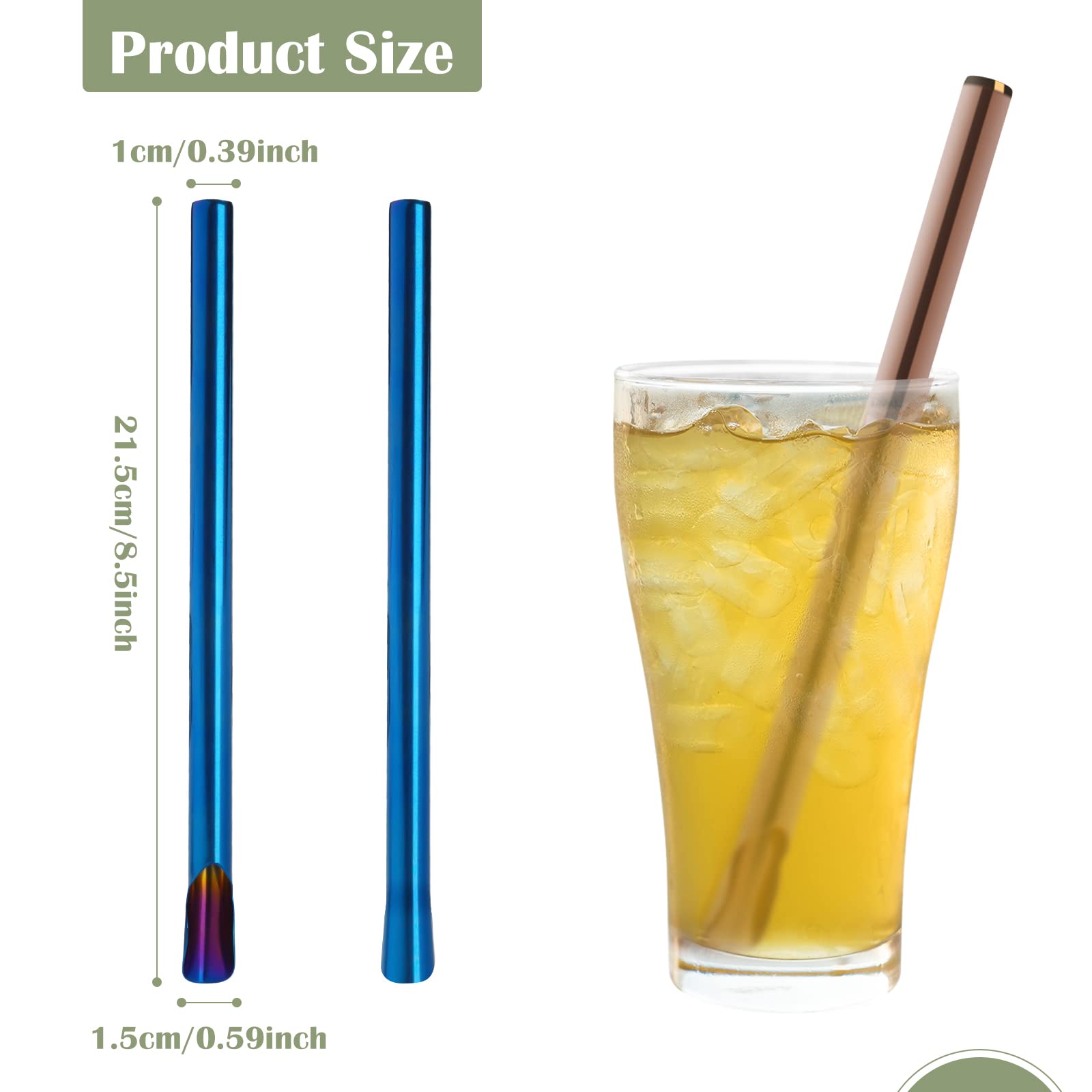 EORTA colorful stainless steel straw set to match different beverages