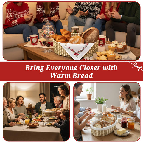 Eosify bread warmer basket with heat-resistant glove enables safe, easy serving.