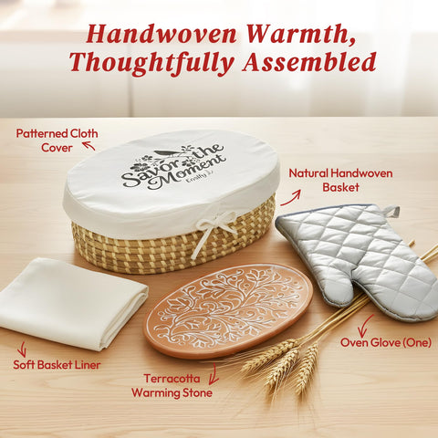 Eosify bread warmer basket with lid traps warmth for longer bread freshness.