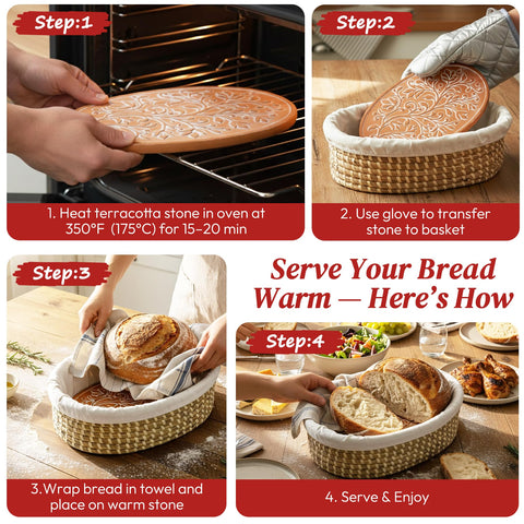 Eosify bread warmer basket terracotta finish adds rustic charm to your table.