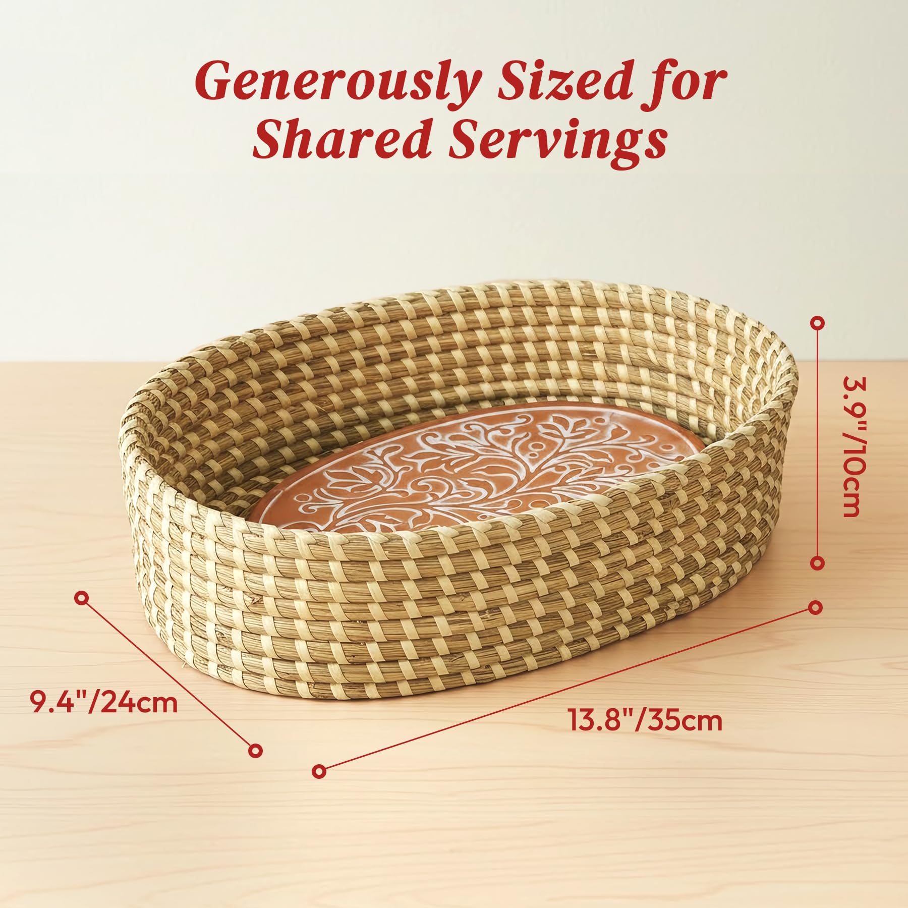 Eosify bread warmer basket with liner and cloth cover creates a cozy display.