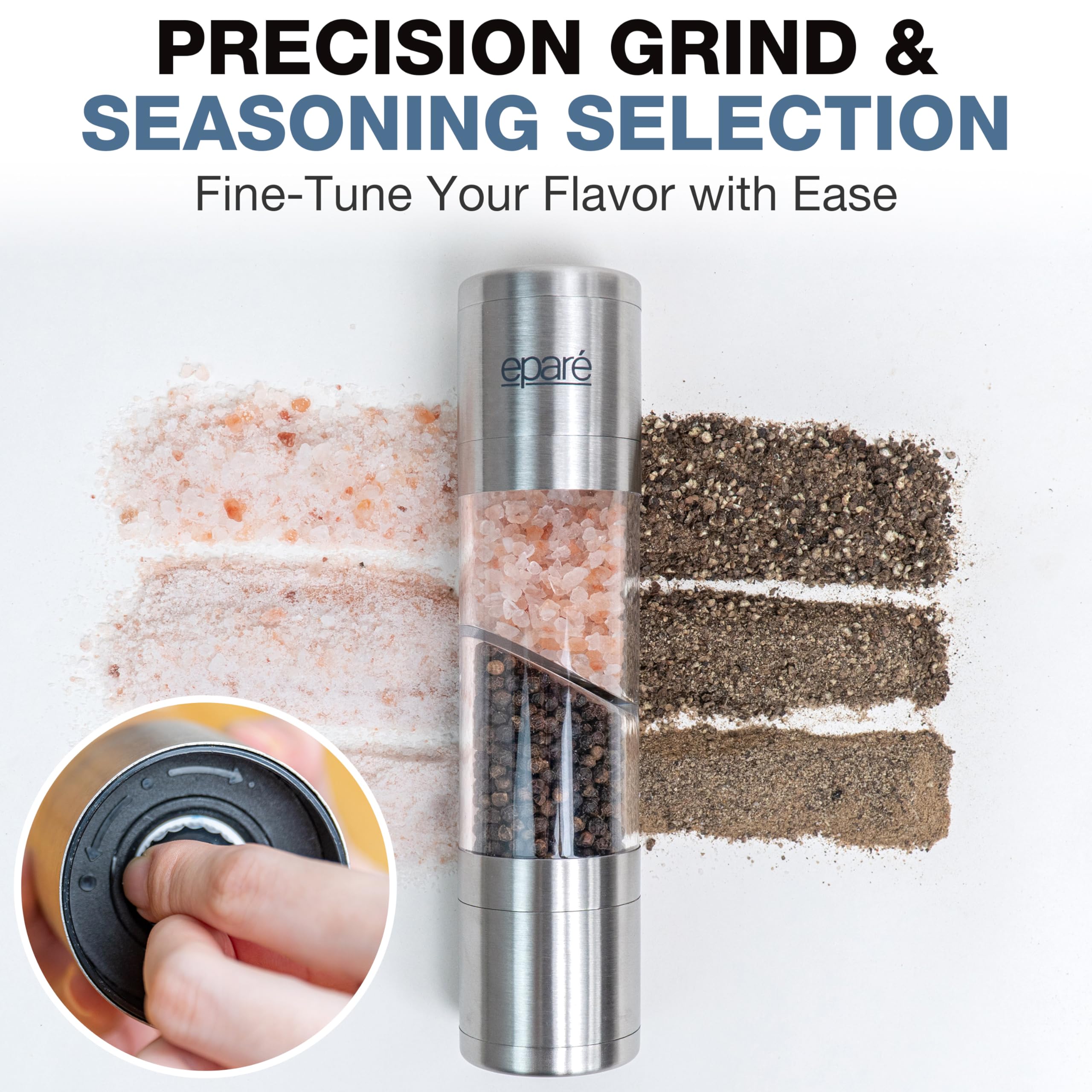 Eparé stainless steel body provides durability for daily kitchen use.
