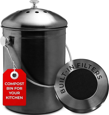 Epica countertop compost bin open revealing interior space