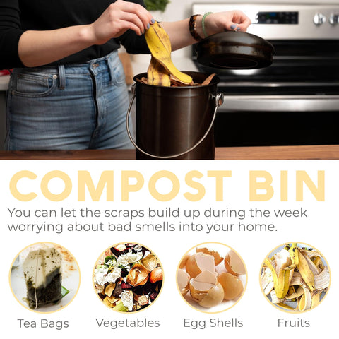 Epica kitchen compost bin in use during meal prep