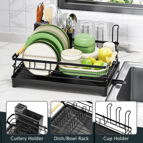 Epicano dish drying rack features large drainage hole and four grooves for water