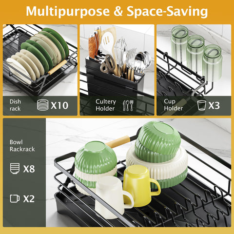 Epicano rustproof metal dish drying rack maintaining a sleek kitchen look