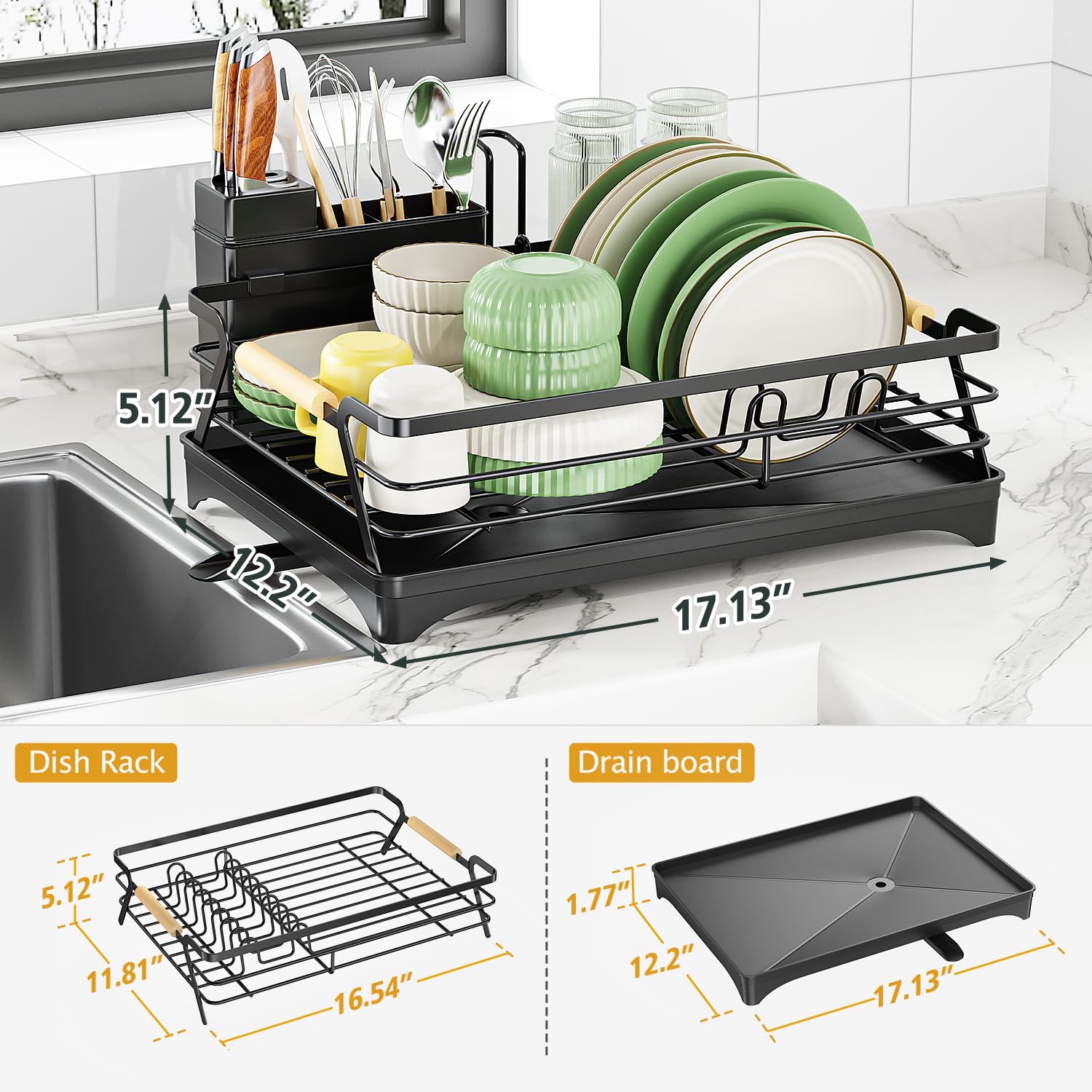 Epicano utensil holder on the rack keeps spoons and forks tidy