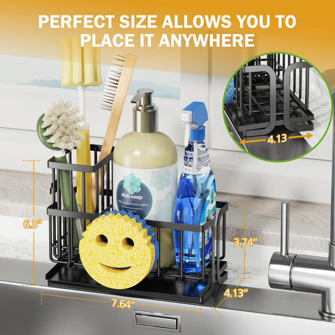 Epicano sink caddy drip tray drains water to reduce countertop mess.