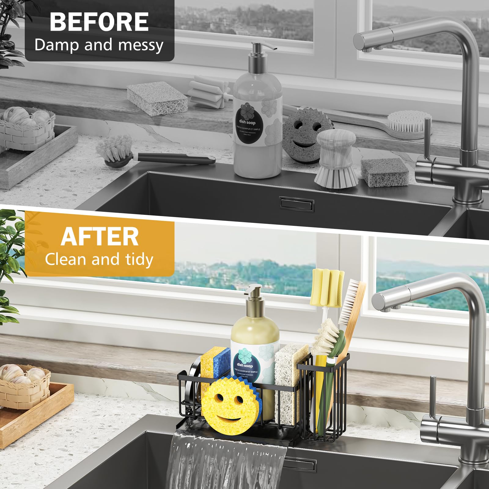 Epicano sink caddy removable brush holder for flexible organization.