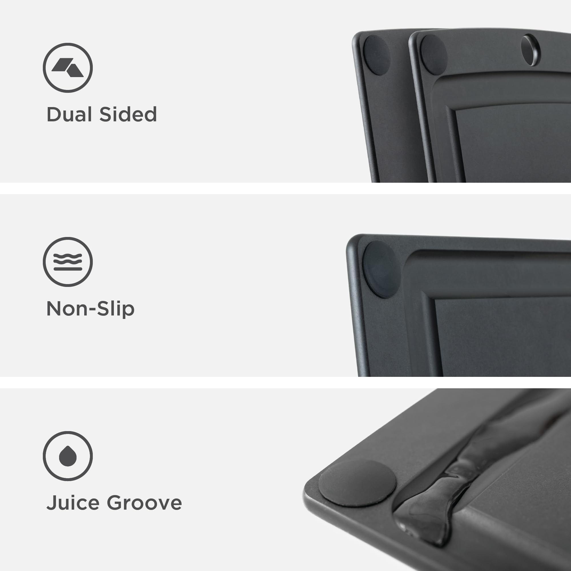 Made in USA Richlite board highlighting durable, knife-friendly surface.