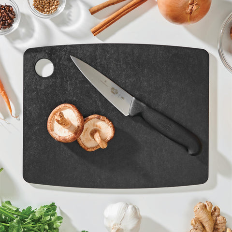 Epicurean board edge close-up showing slim profile and knife-friendly surface.