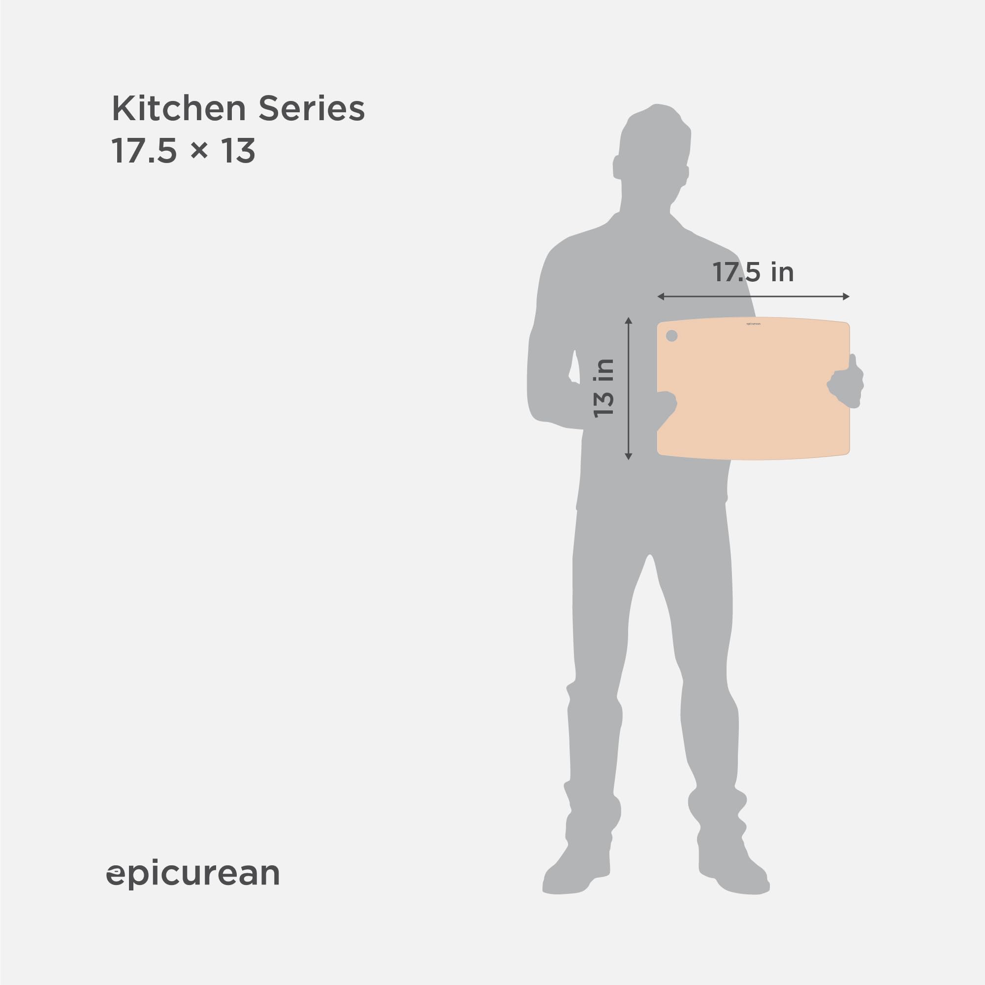 Epicurean natural cutting board being cleaned, dishwasher-safe