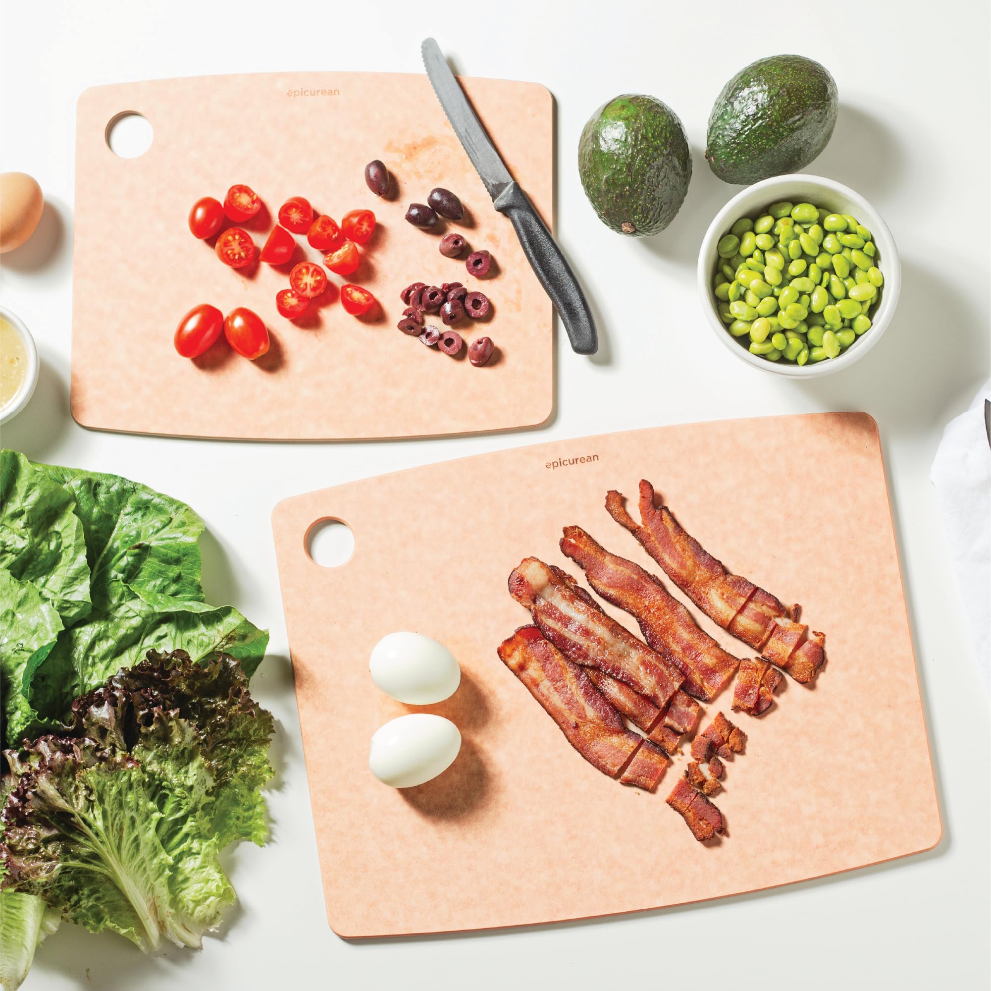 Epicurean Kitchen Series natural board used as a trivet for hot pots up to 350°F