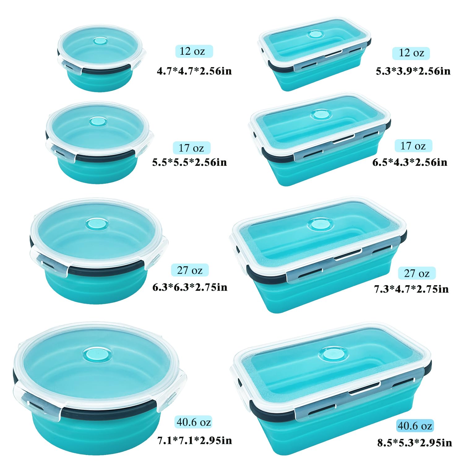 Blue Epinke collapsible bowls with lids in use for leftovers