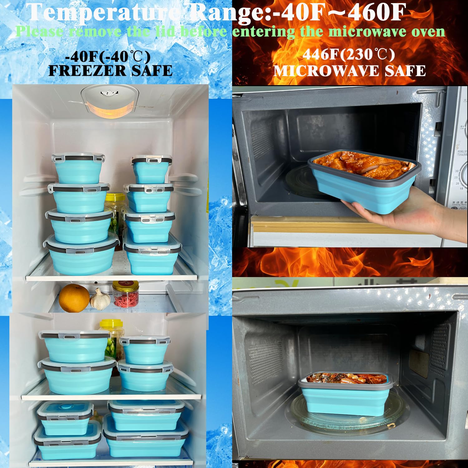 Dishwasher-safe Epinke silicone storage containers for easy cleanup