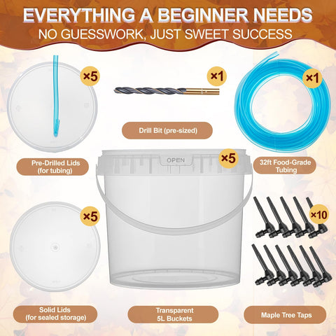 Epoacht maple syrup tapping kit: 32ft tubing enables smooth sap flow from trees to collection