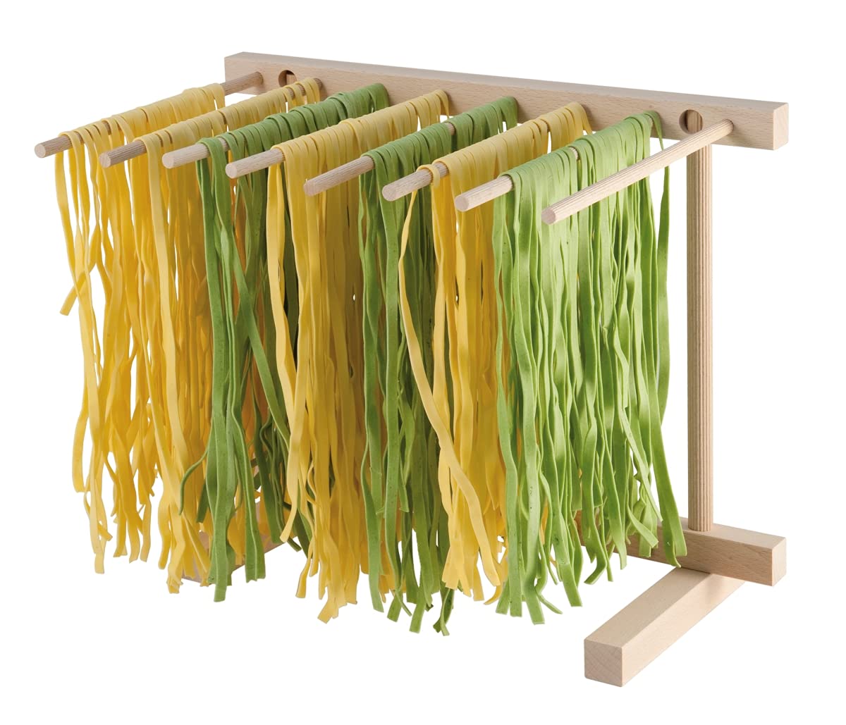 Eppicotispai EP 102 beechwood drying rack extended for large pasta batches.