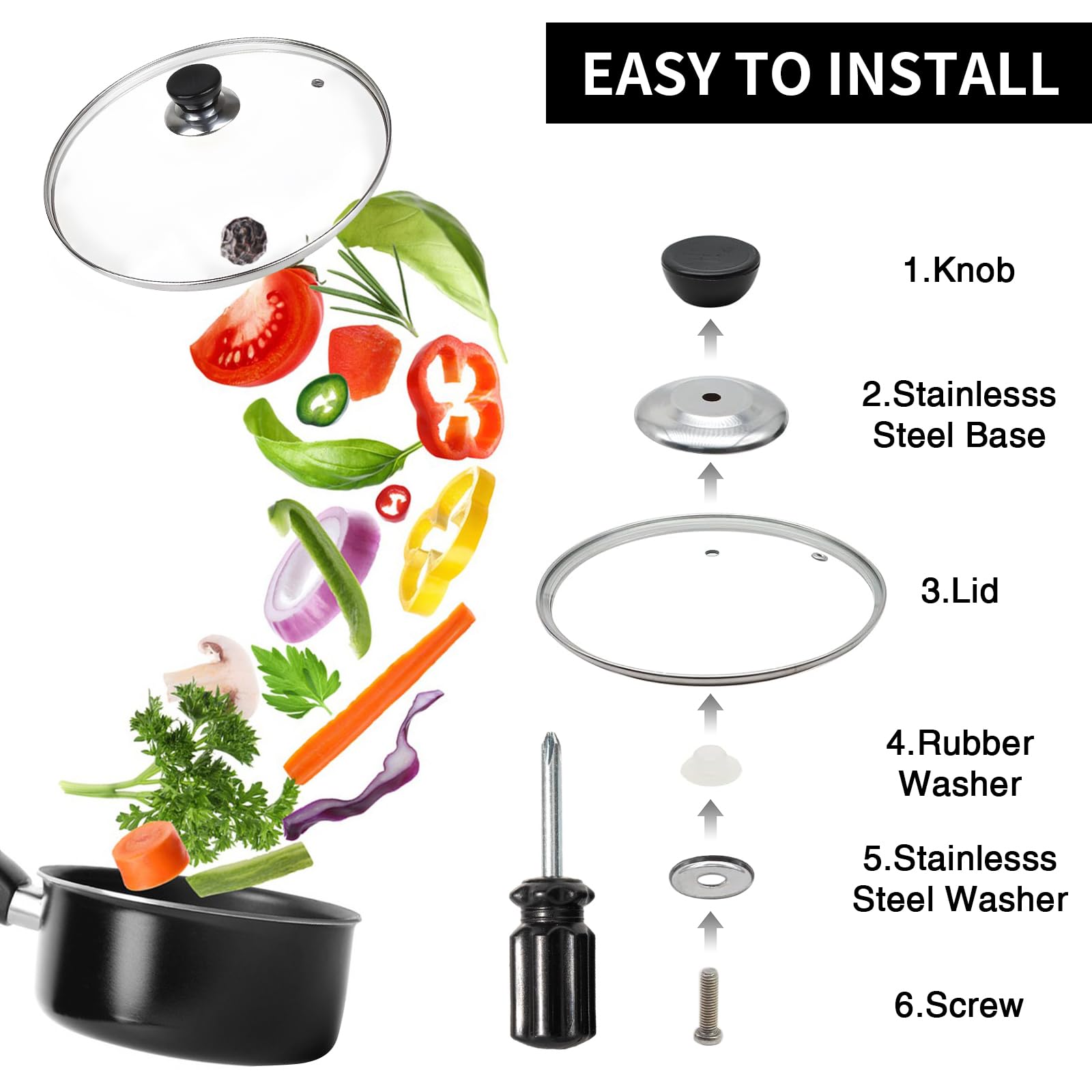 Eptcp 10-inch lid cool-touch handle for safe handling during cooking