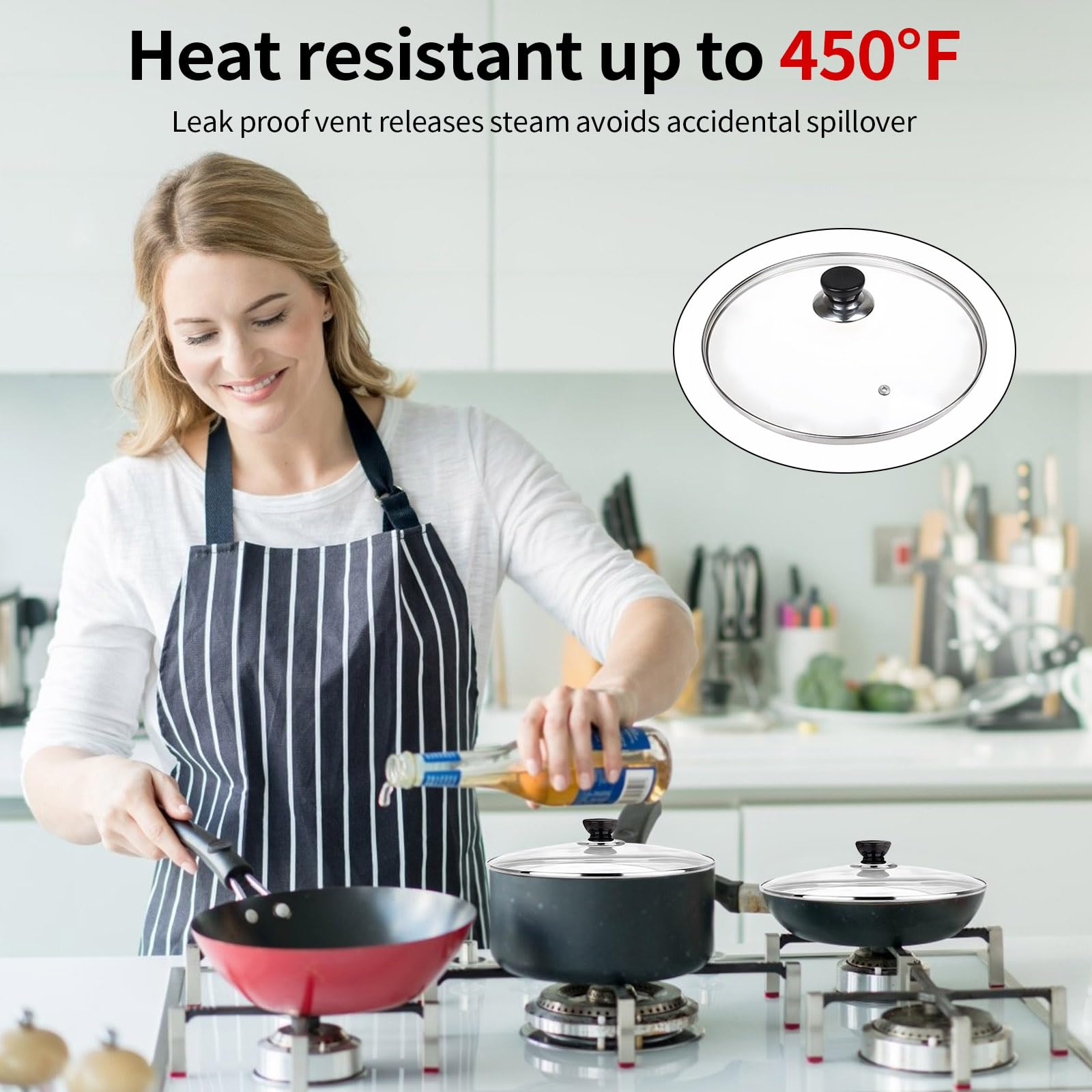 Eptcp 10-inch lid fits skillets fry pans and wok pots