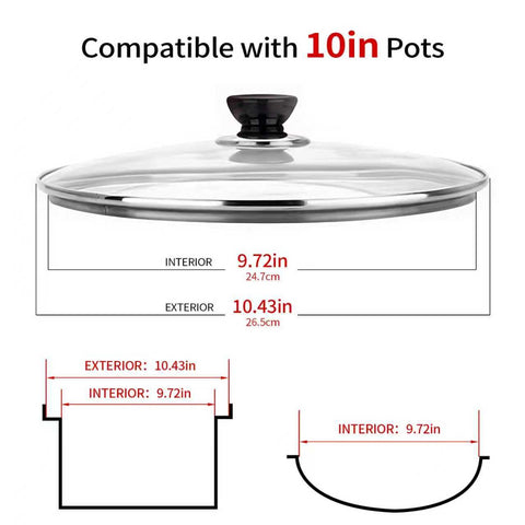 Eptcp 10-inch pan lid with stainless steel rim for airtight seal