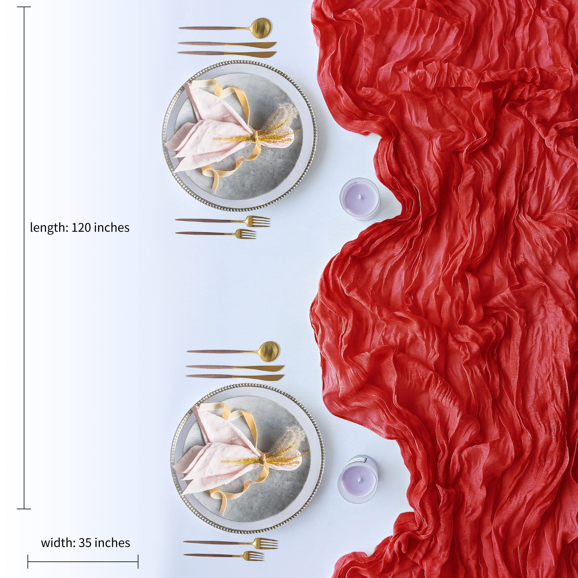 eqfeast red cheesecloth runner with sewn edges prevents fraying and shrinkage