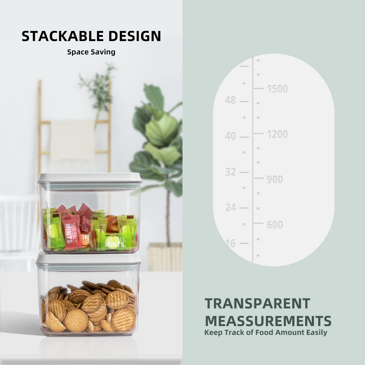 EQI 8-piece 2-0qt snack container ideal for cookies and nuts.