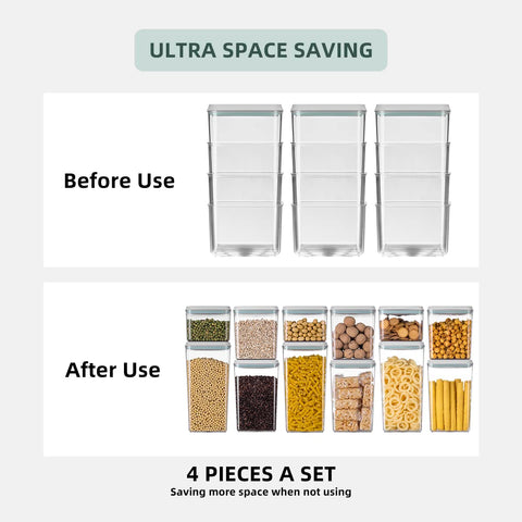 EQI 8-piece 2-7qt flour container protects baking ingredients from moisture.