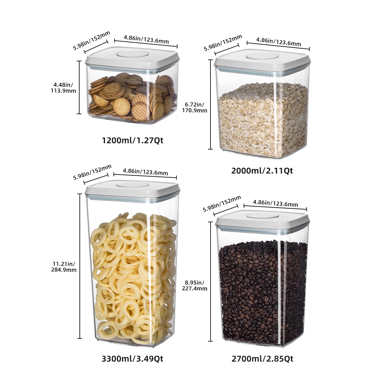 EQI 8-piece pantry organization shown on shelf for space-saving storage.