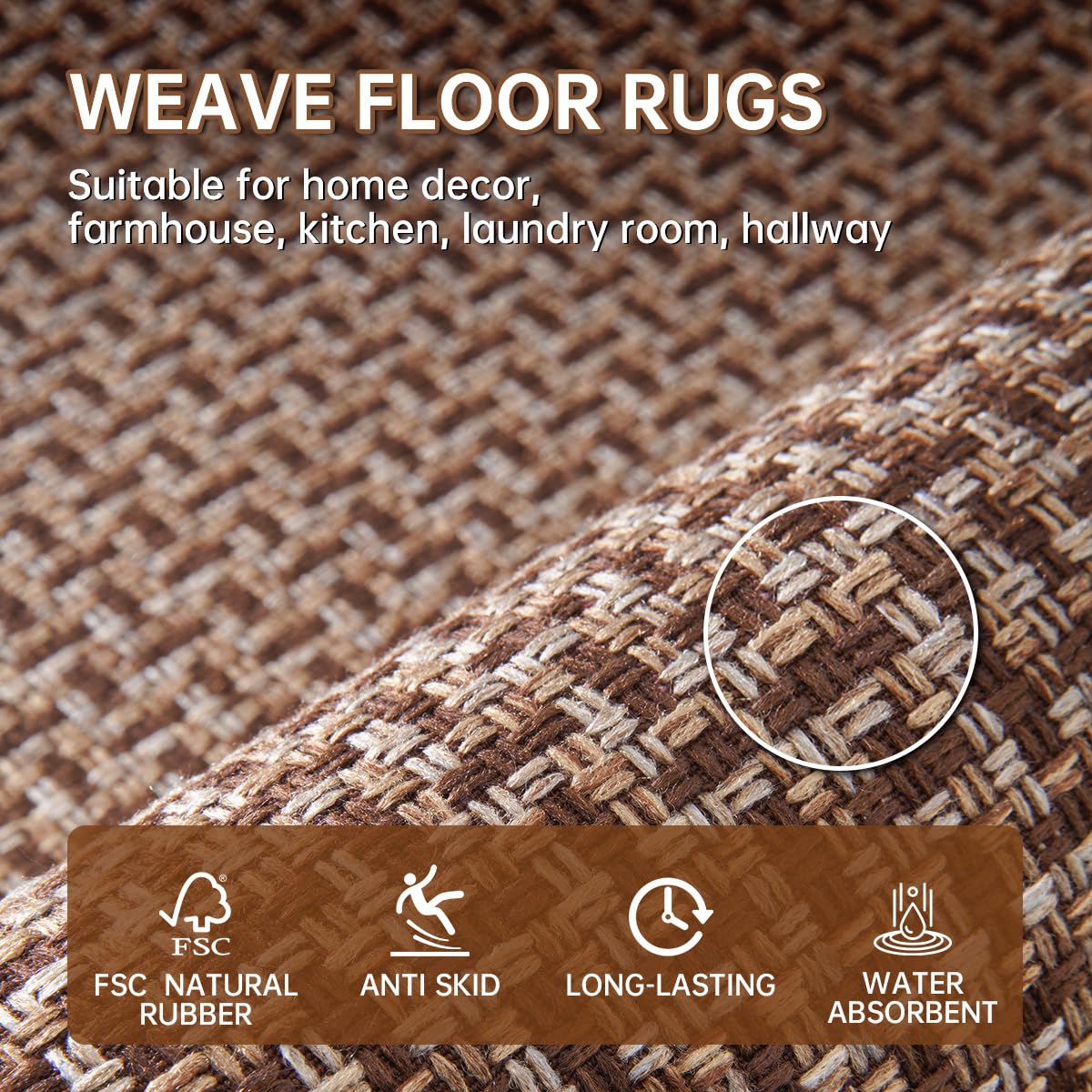 eqivei kitchen rug demonstrating easy-care and machine washable design