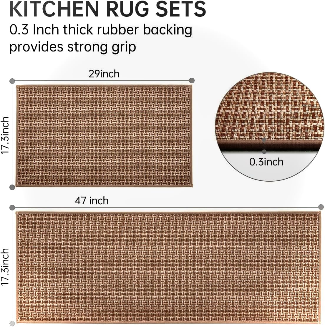 eqivei kitchen rug showing non-slip waterproof backing for floor protection