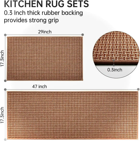 eqivei kitchen rug showing non-slip waterproof backing for floor protection