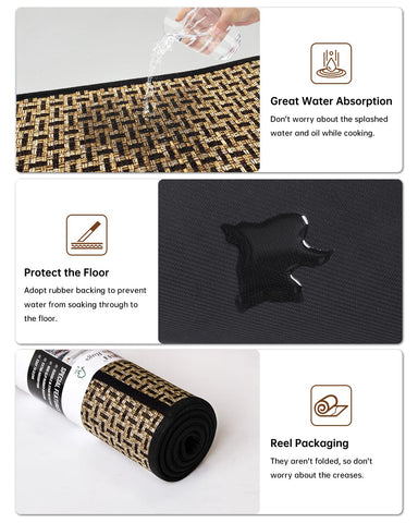 eqivei classic black runner mats add timeless style to any kitchen