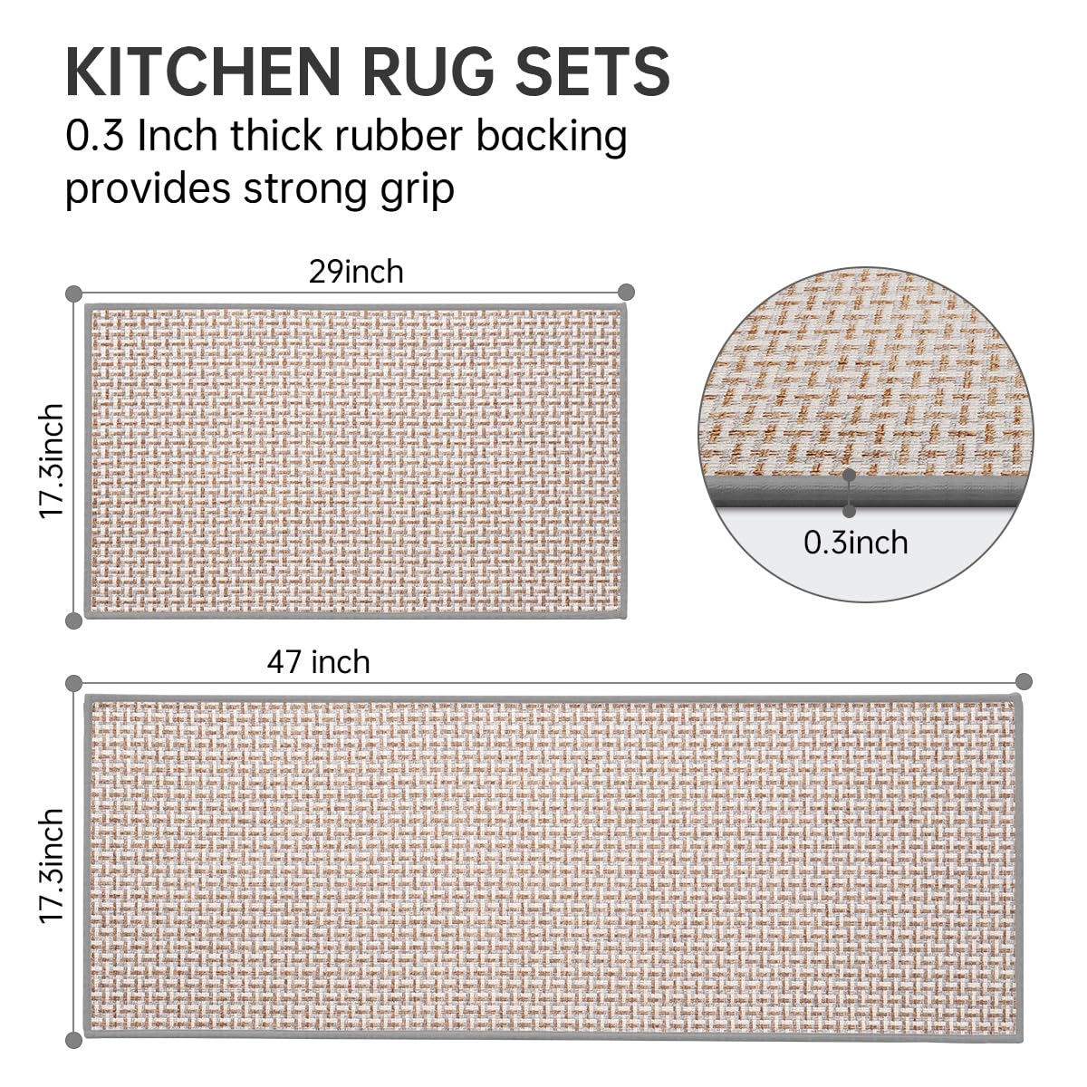 eqivei kitchen rug non-slip backing ensuring stable footing