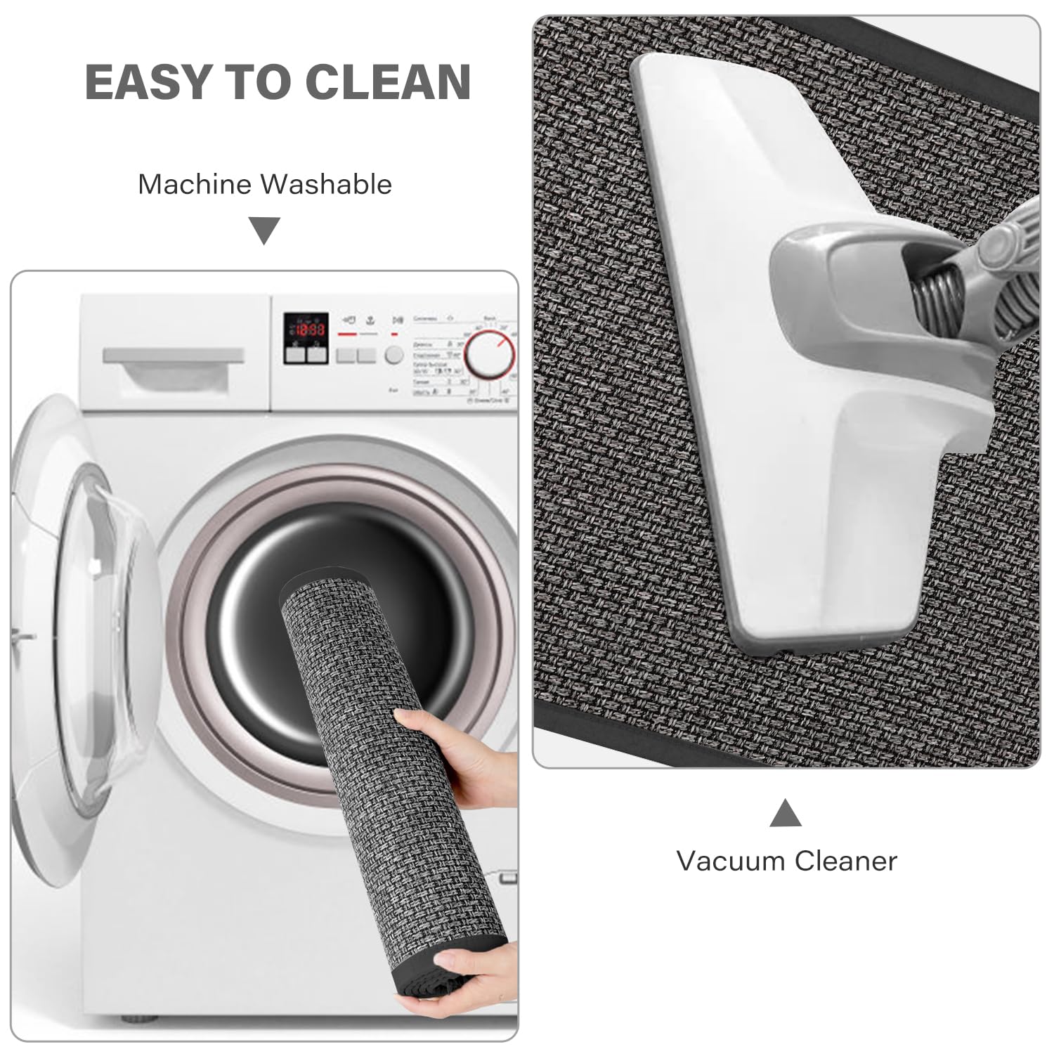 eqivei machine-washable kitchen rug for easy cleaning