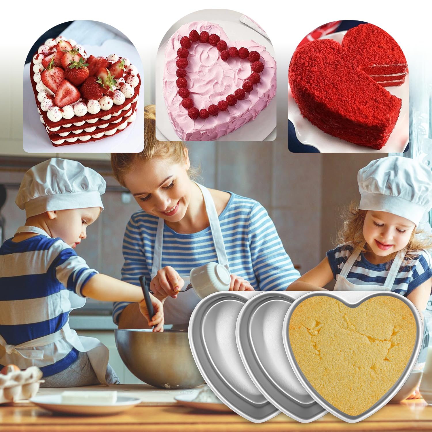 EQUNROY aluminum heart pans deliver even heat for consistent baking results.