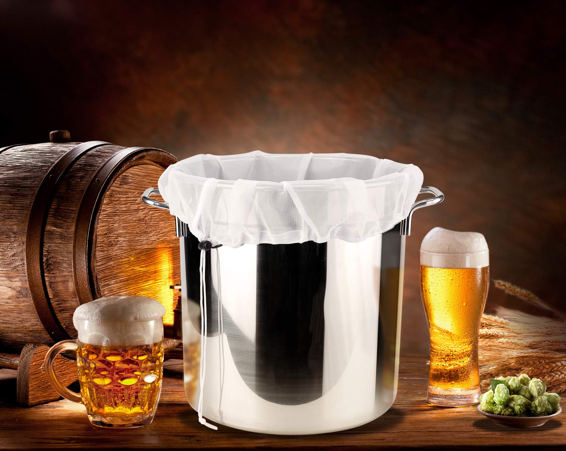 Era Natural Brew Bags in-use for beer brewing shows convenient bag-in-brew method.