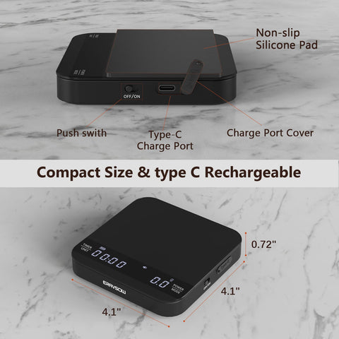 ERAVSOW Coffee Scale display closeup highlights precise readings for accurate dosing.