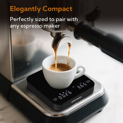 ERAVSOW Coffee Scale rechargeable battery supports long sessions between charges.
