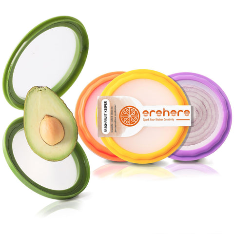 Erehere avocado saver keeps halved avocados fresh with airtight seal.