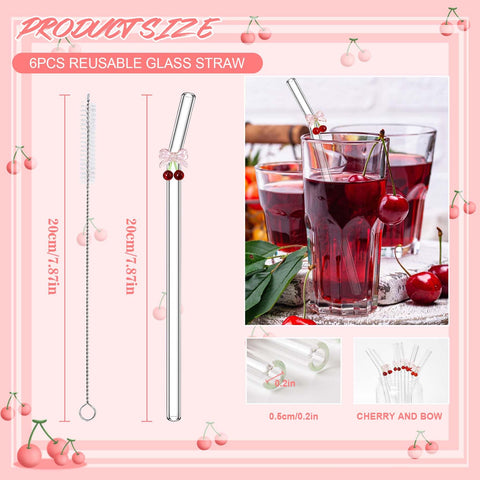 Eremaoy Cherry Bow glass straw ready for cocktails and mocktails.