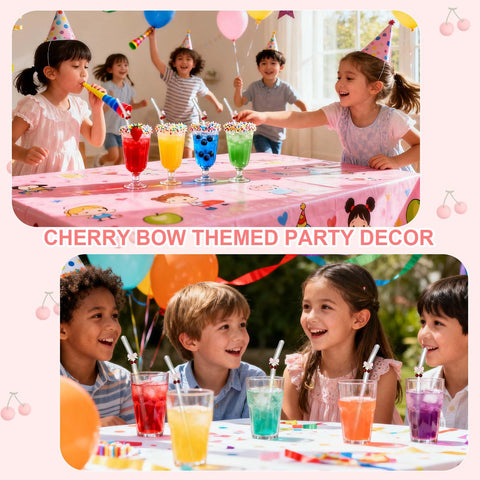 Eremaoy Cherry Bow glass straw at event decor for celebrations.