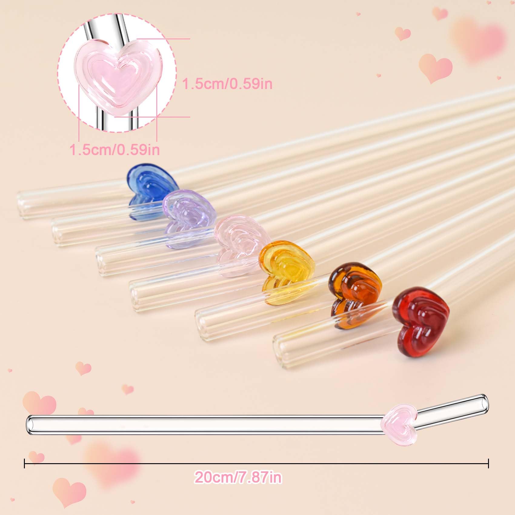 Close-up of Eremaoy heart bent glass straw design for elegant sipping