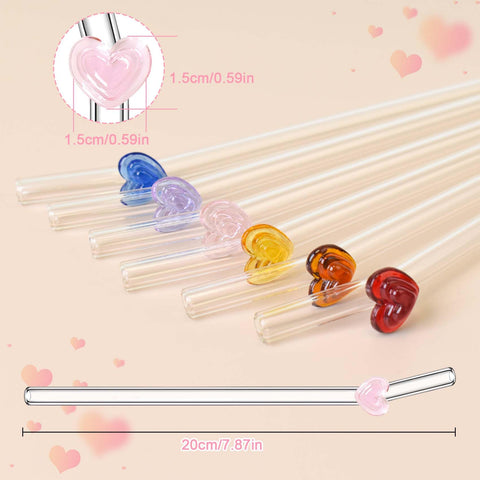 Close-up of Eremaoy heart bent glass straw design for elegant sipping