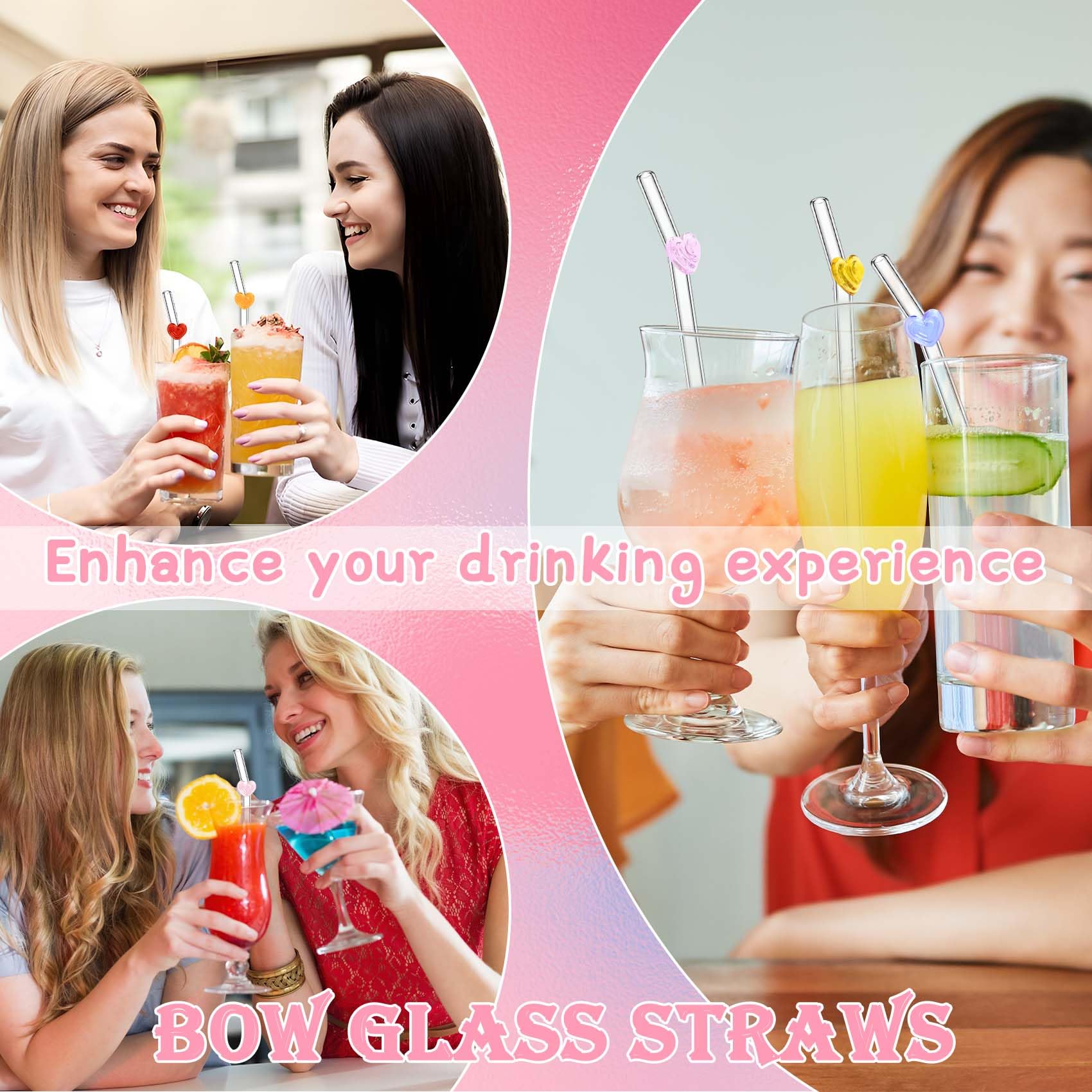 Eremaoy reusable glass straw pack with cleaning brush included