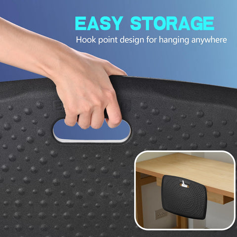 Ergohead portable mat beside a standing desk for flexible work.