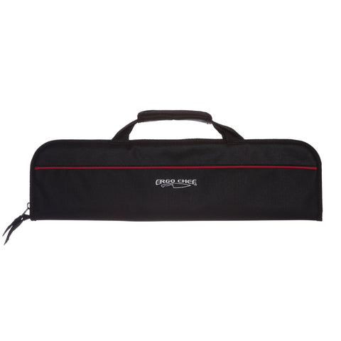 Ergo Chef bi-fold 5-pocket knife case, black, front view, ready for travel.