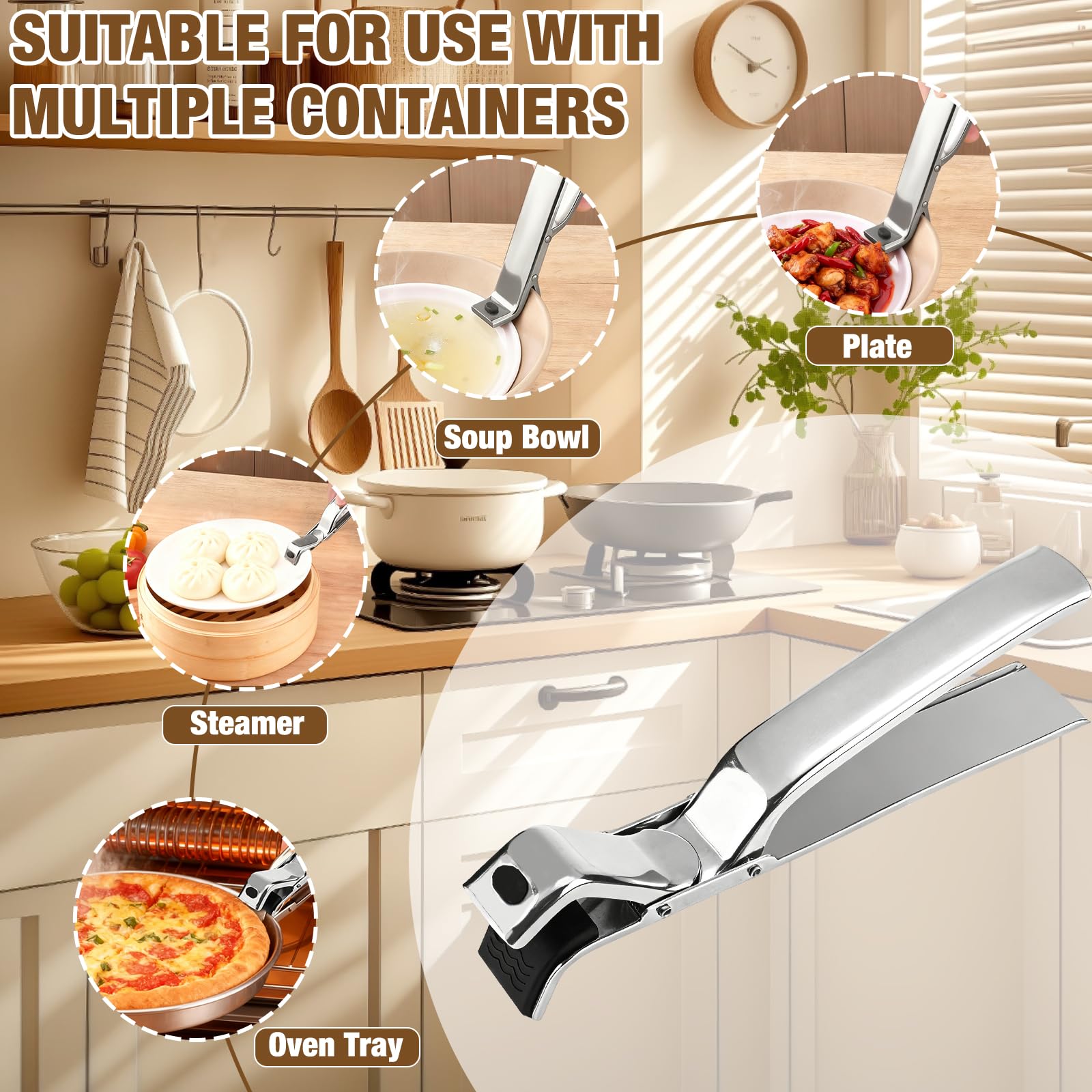 Ergonomic handle enables comfortable one-handed use during food prep.