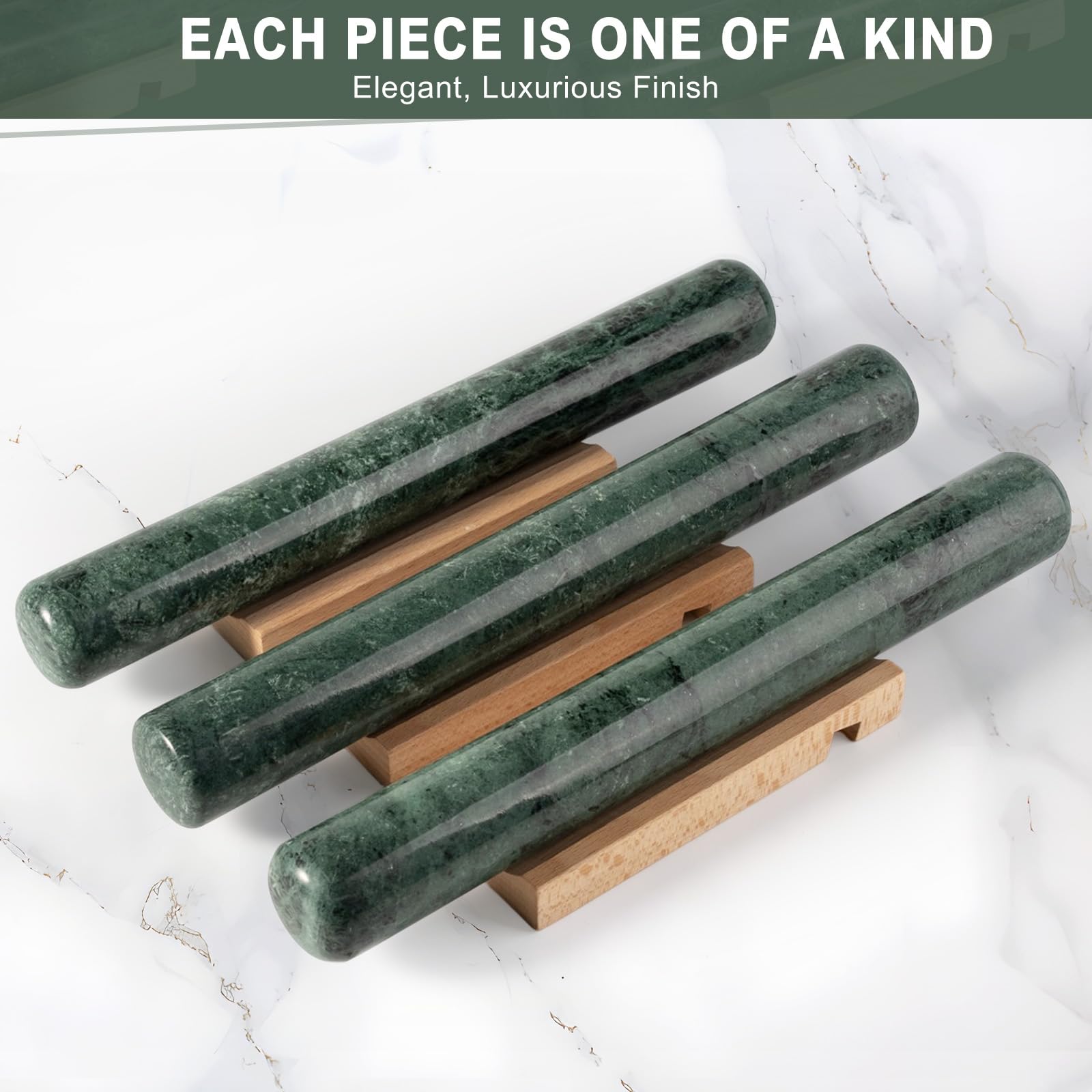 Erongoo 12-inch rolling pin stays cool for even rolling of crusts and pastry.