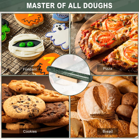 Erongoo marble rolling pin features a smooth, non-stick surface for easy cleanup.