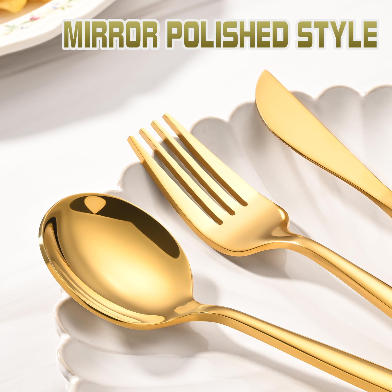 ERVILO gold flatware dishwasher-safe stainless steel for easy care.